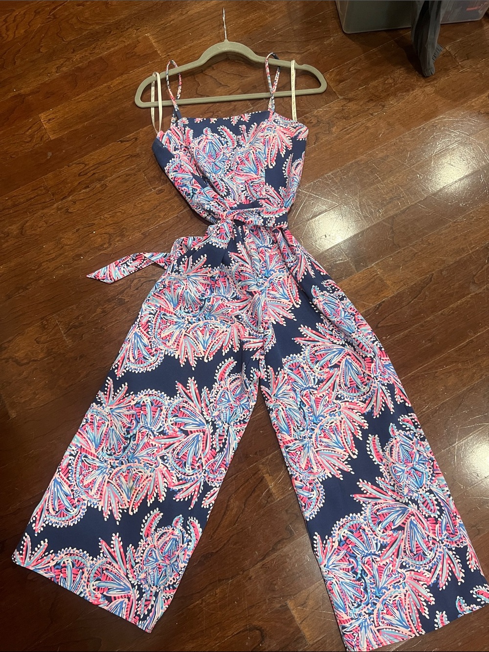 Lilly Pulitzer Navy Floral-Print Wide Leg Jumpsuit